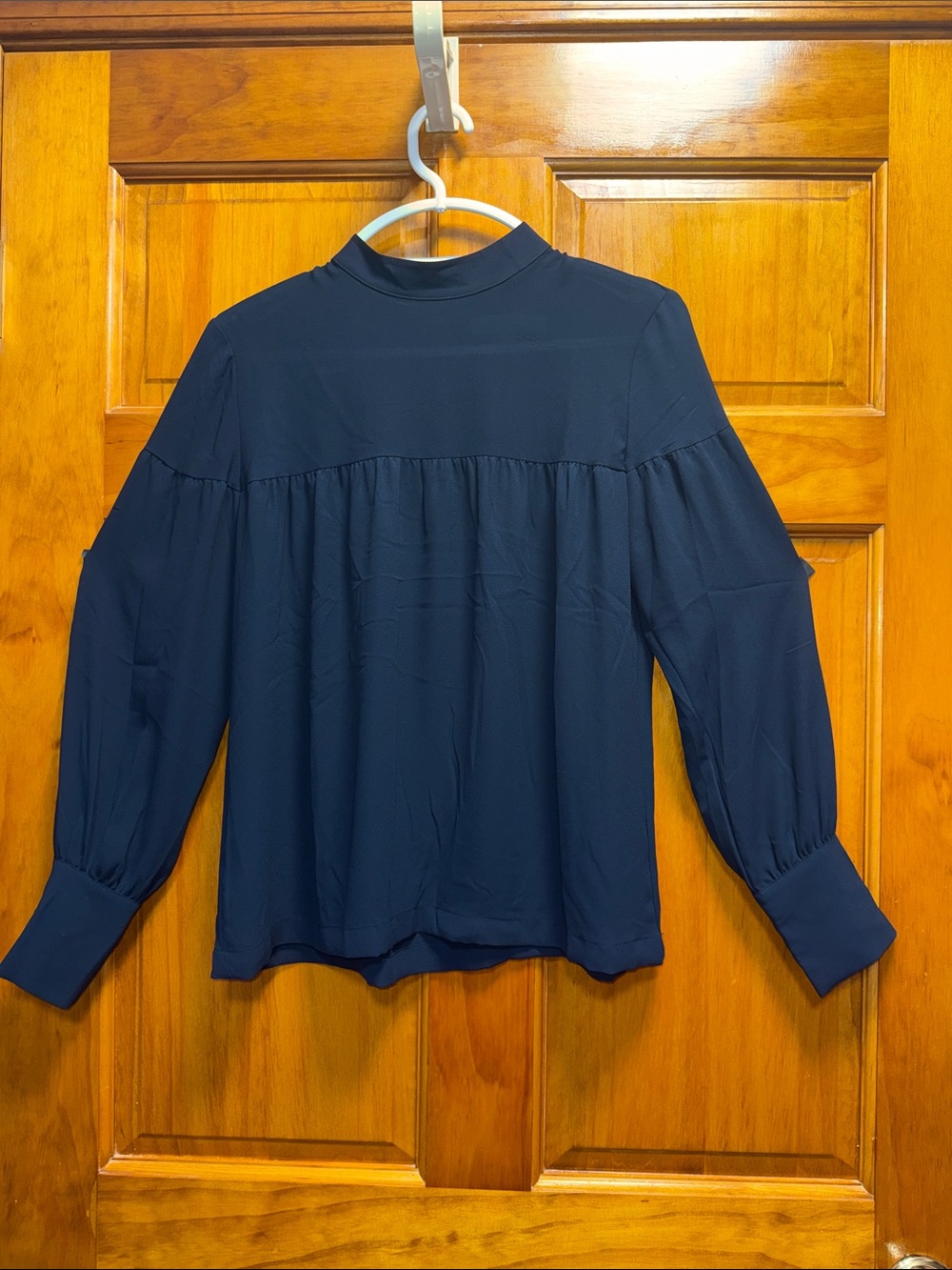 Women's Mock Neck Long Sleeve Blouse in Black